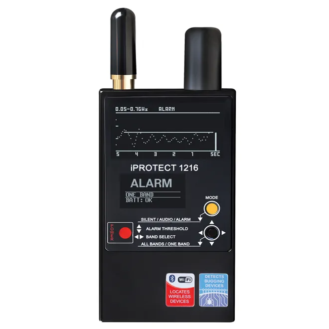 iProtect 1216 - DigiScan Labs - wykrywacz lokalizatorów GPS (trakerów), kamer WiFi, telefonów, LoJack, AirTag, podsłuchów