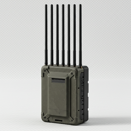 Profesjonalny, taktyczny jammer telefonów GSM, lokalizatorów GPS, sygnałów 5G, 4G LTE, WiFi, Bluetooth, zdalnego sterowania, dronów.
